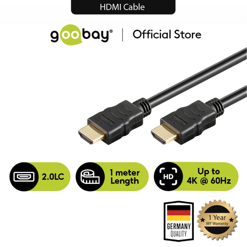 Goobay High Speed HDMI Cable With Ethernet 4K 60Hz 1M 2M 3M 5M