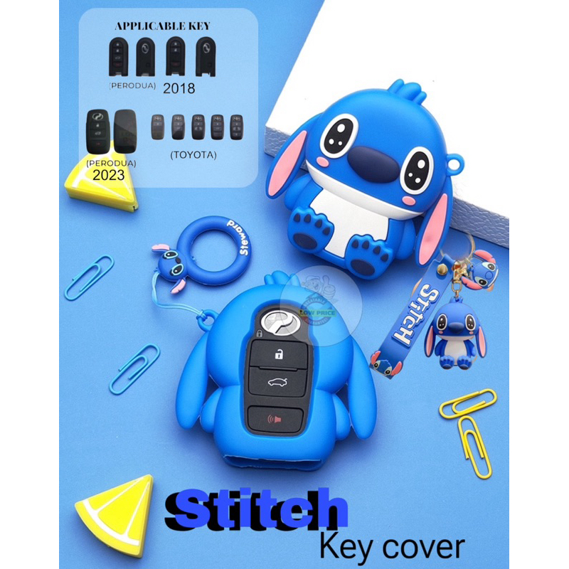 Stitch Perodua Car Alarm Remote Smart Keyless Cartoon Key Cover Sarung