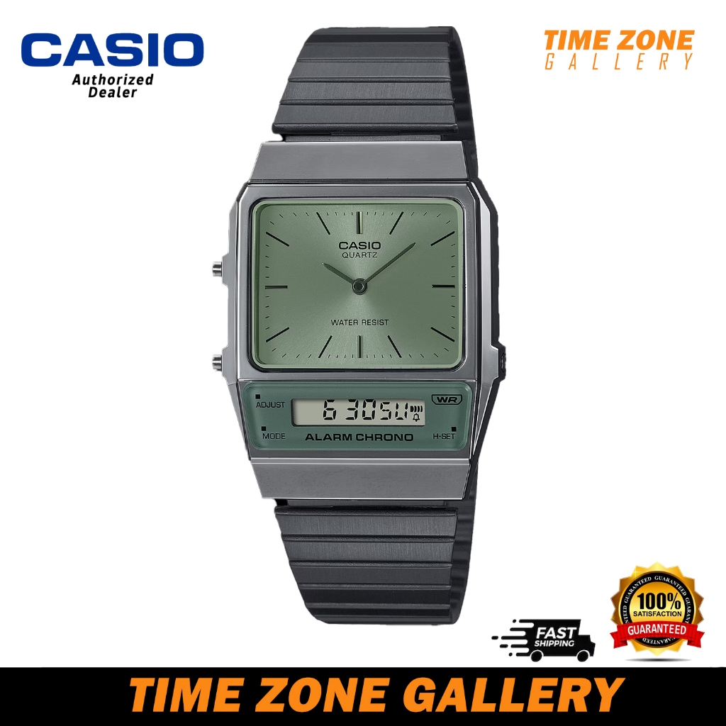 Casio Vintage AQ 800ECGG 3A Gray Stainless Steel Band Women Men