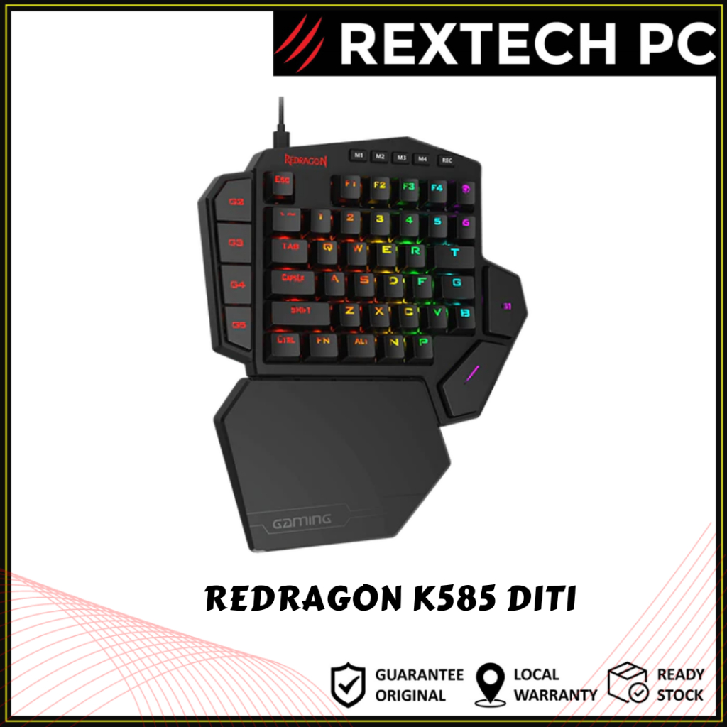 Rextech Redragon K Diti One Handed Rgb Mechanical Blue Switches