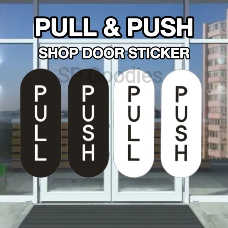 Minimalist Pull Push Sign Waterproof Door Wall Signage Label Sticker