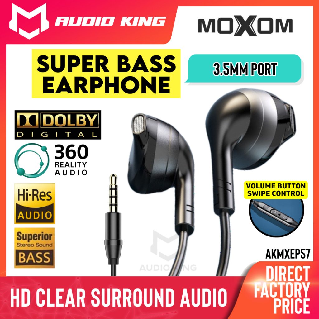 MOXOM Hi Res Super Bass Full Stereo 3 5 Mm Wired Earphone Android