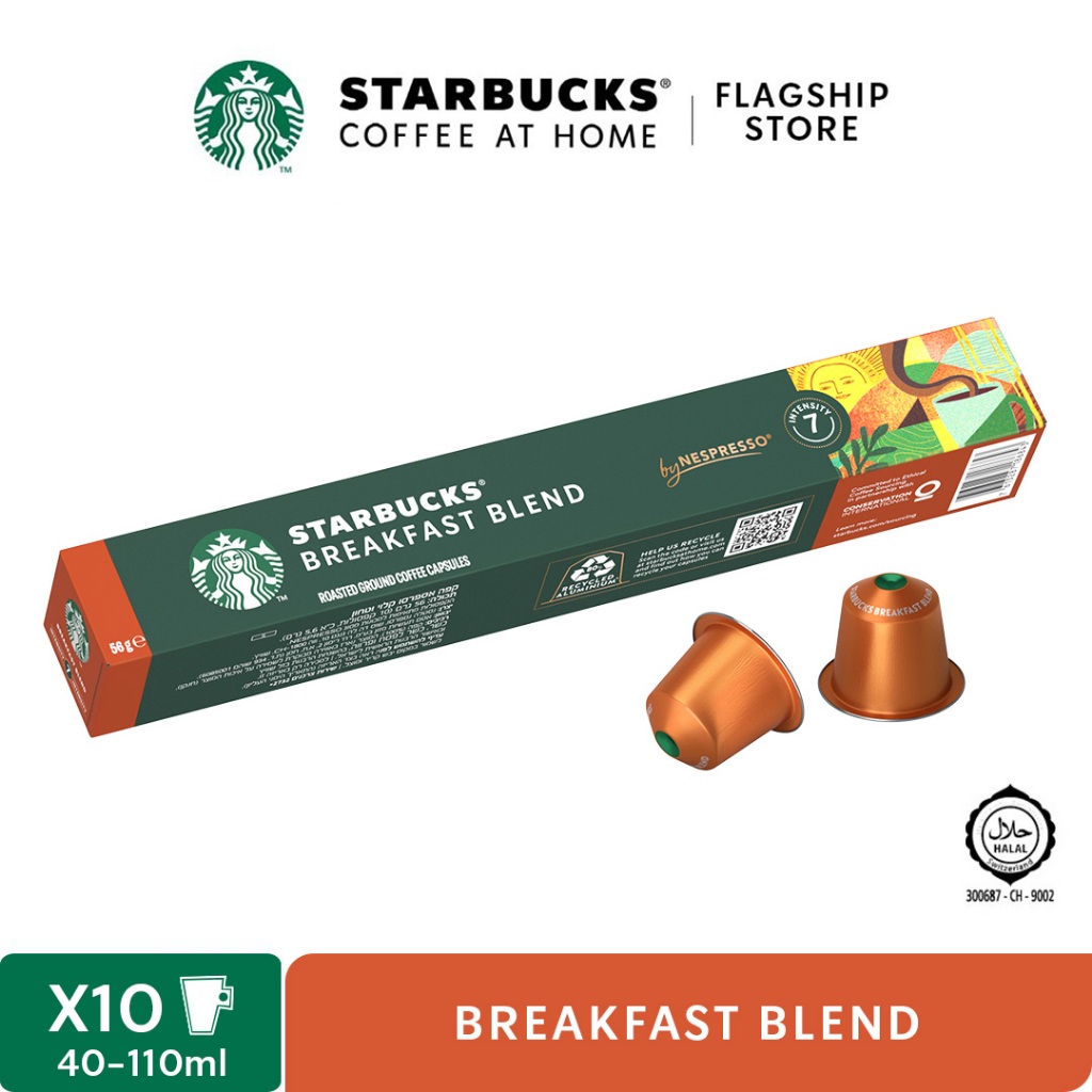 STARBUCKS Breakfast Blend By NESPRESSO Medium Roast Coffee Capsules