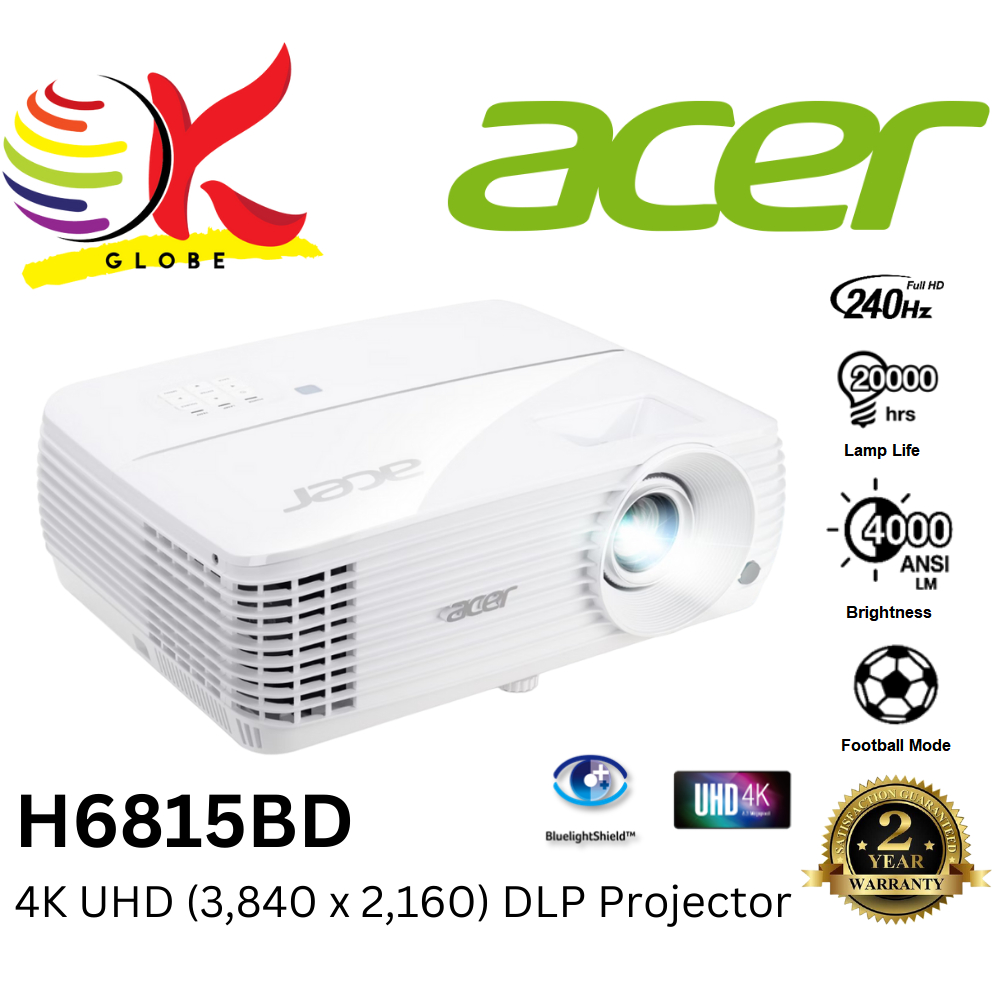 ACER H6815BD 4 000 ANSI LUMENS 4K UHD 3 840 X 2 160 DLP PROJECTOR