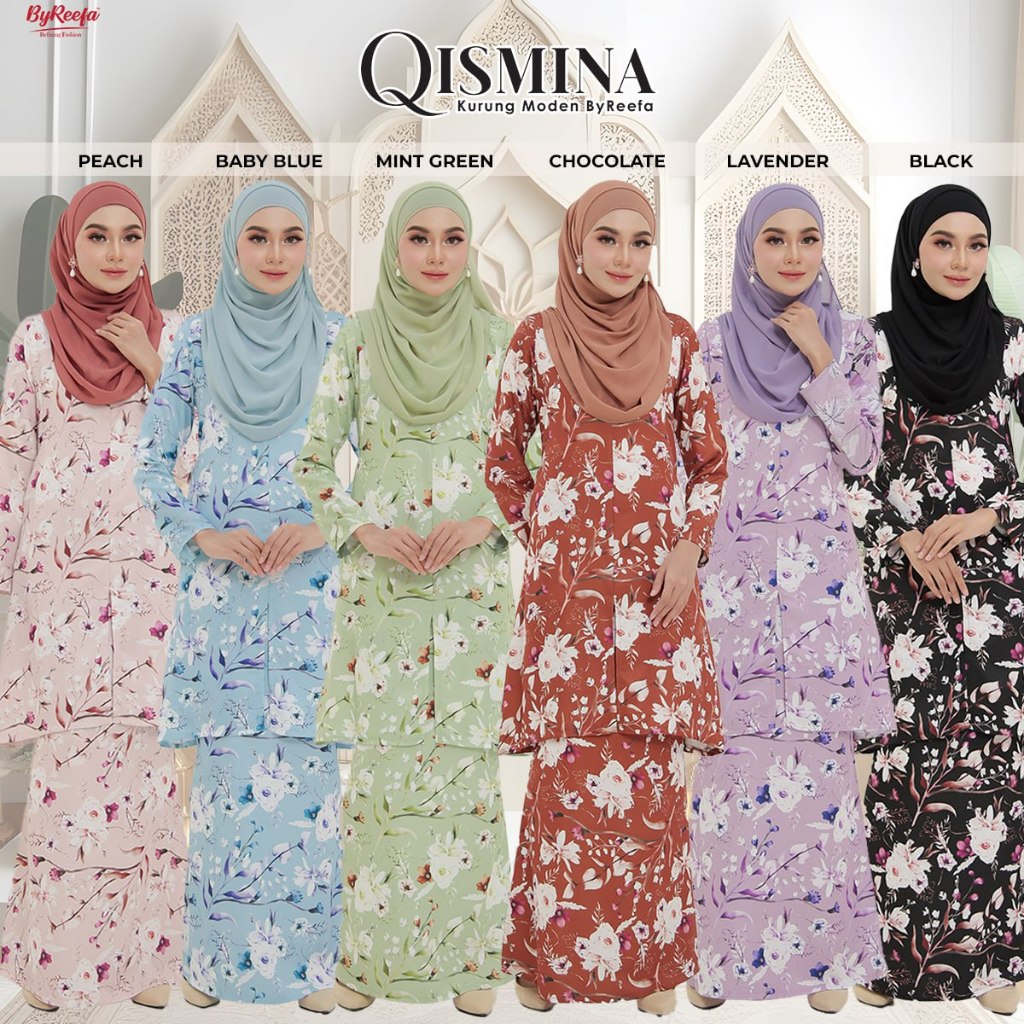 Byreefa Qismina Kurung Moden Less Iron Flowy Material Wudhu Friendly