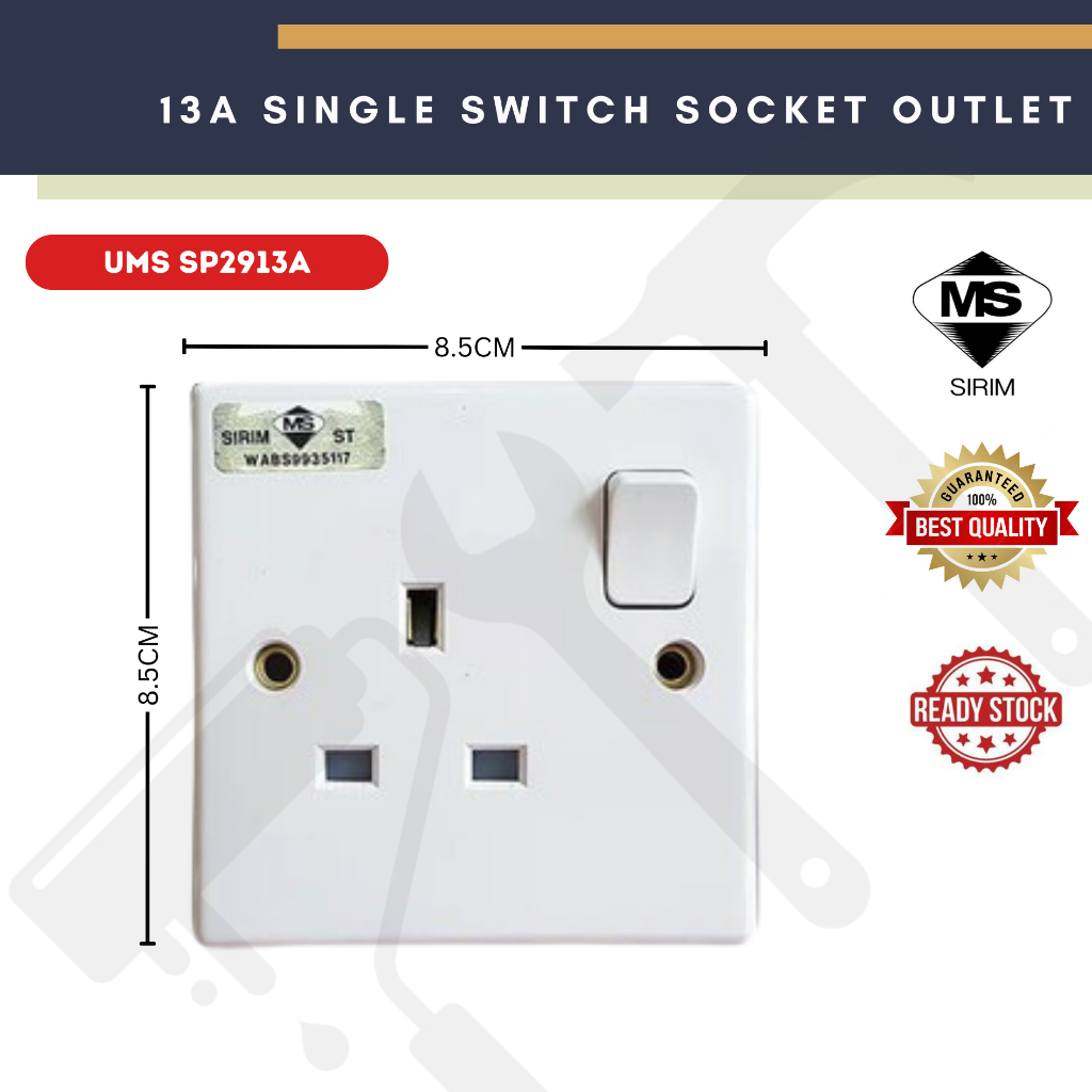 SIRIM APPROVED UMS SP2913A One Gang Switch Socket Outlet DESIGNER DS