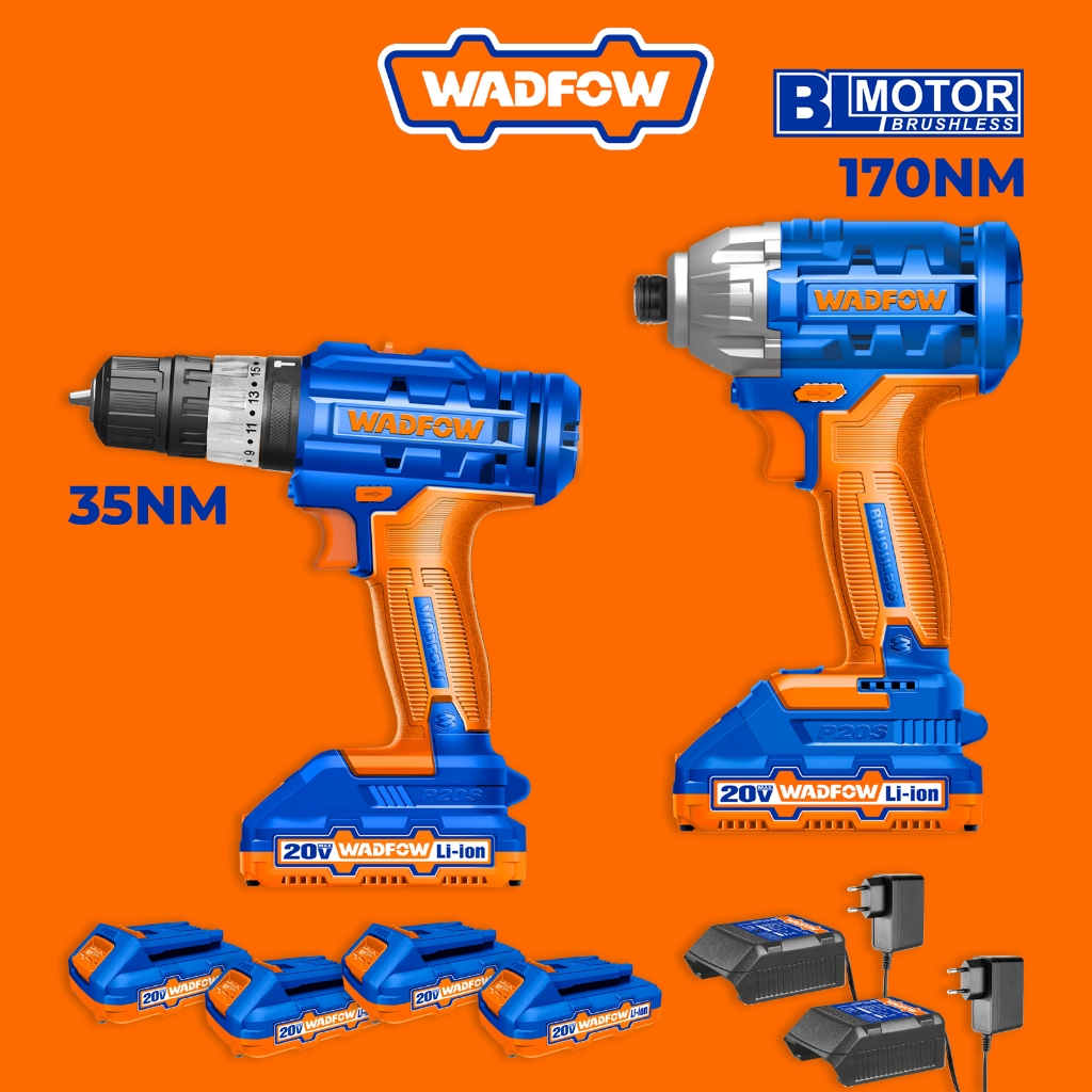 Wadfow In Combo Brushless Impact Driver Wrench Cordless Impact