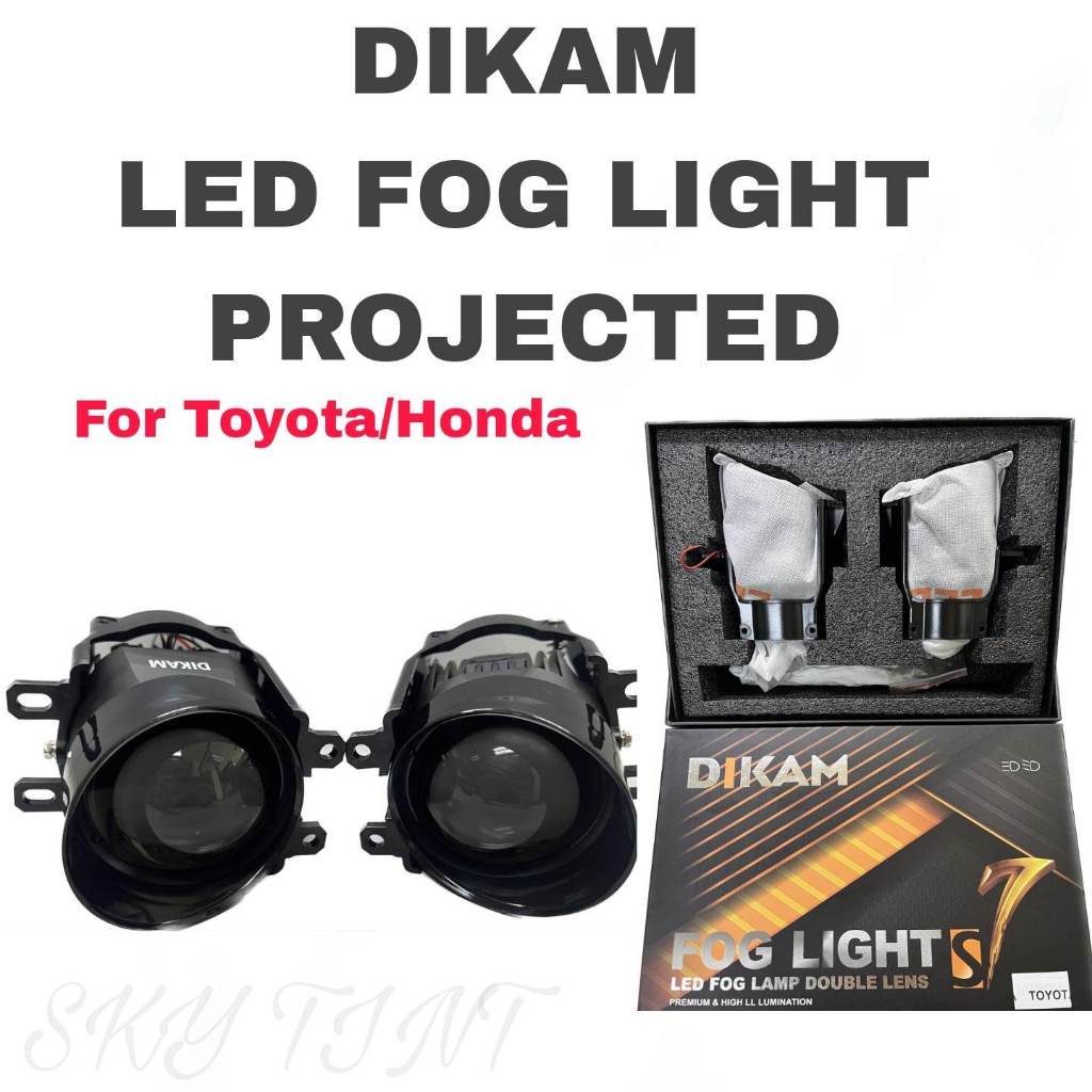 DIKAM LED PROJECTOR FOG LAMP 3 INCH 5500K HI LO BEAM TOYOTA HONDA