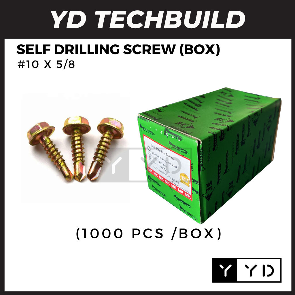 MK Self Drilling Screw 10 X 5 8 Skru Besi 1000pcs Box Shopee