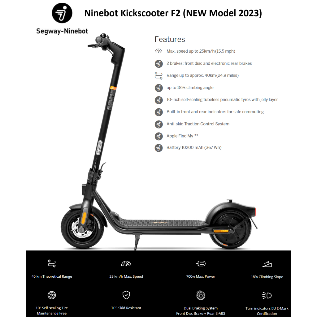 Segway Ninebot F Electric Kickscooter New Model Shopee Malaysia