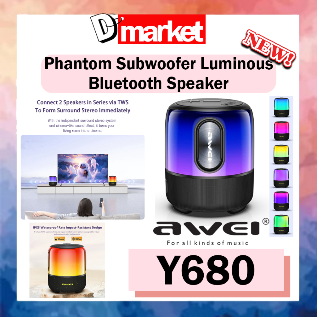 Awei Y Rgb Phantom Subwoofer Wireless Speaker Luminous Bluetooth