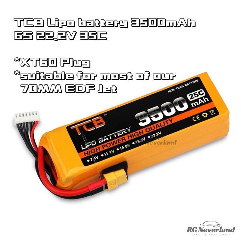 TCB Lipo Battery 3500mAh 6S 22 2V 35C Model Aircraft Fixed Wing For Toy