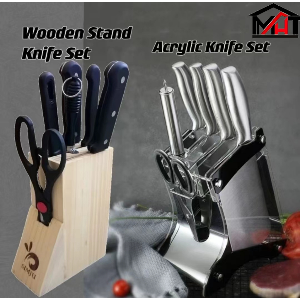 Stainless Steel 6IN1 30Cr13 Kitchen Knife Set With Stand Holder