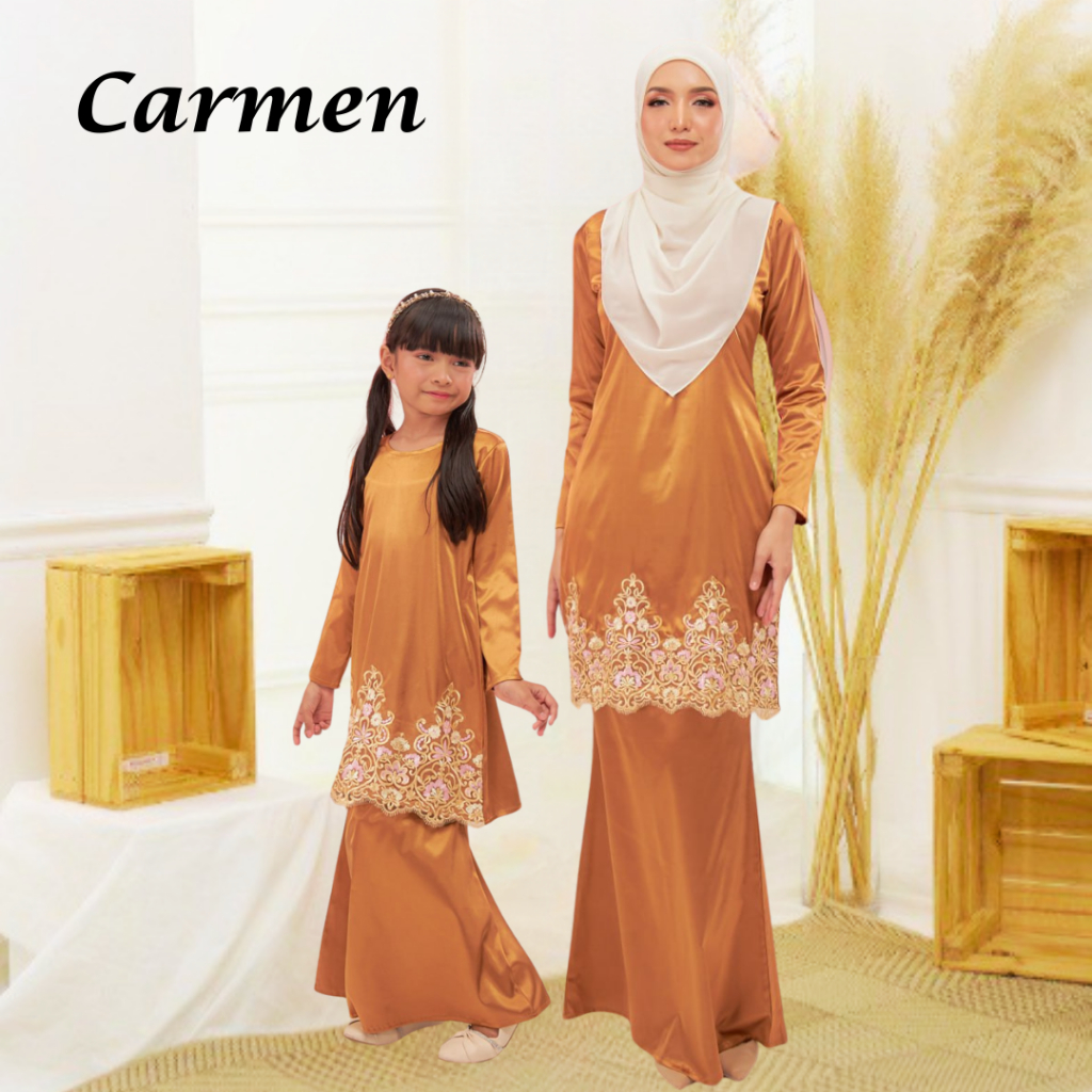 ADEL Carmen Plus Size Baju Kurung Brick Oren Baju Raya 2024 Viral Baju