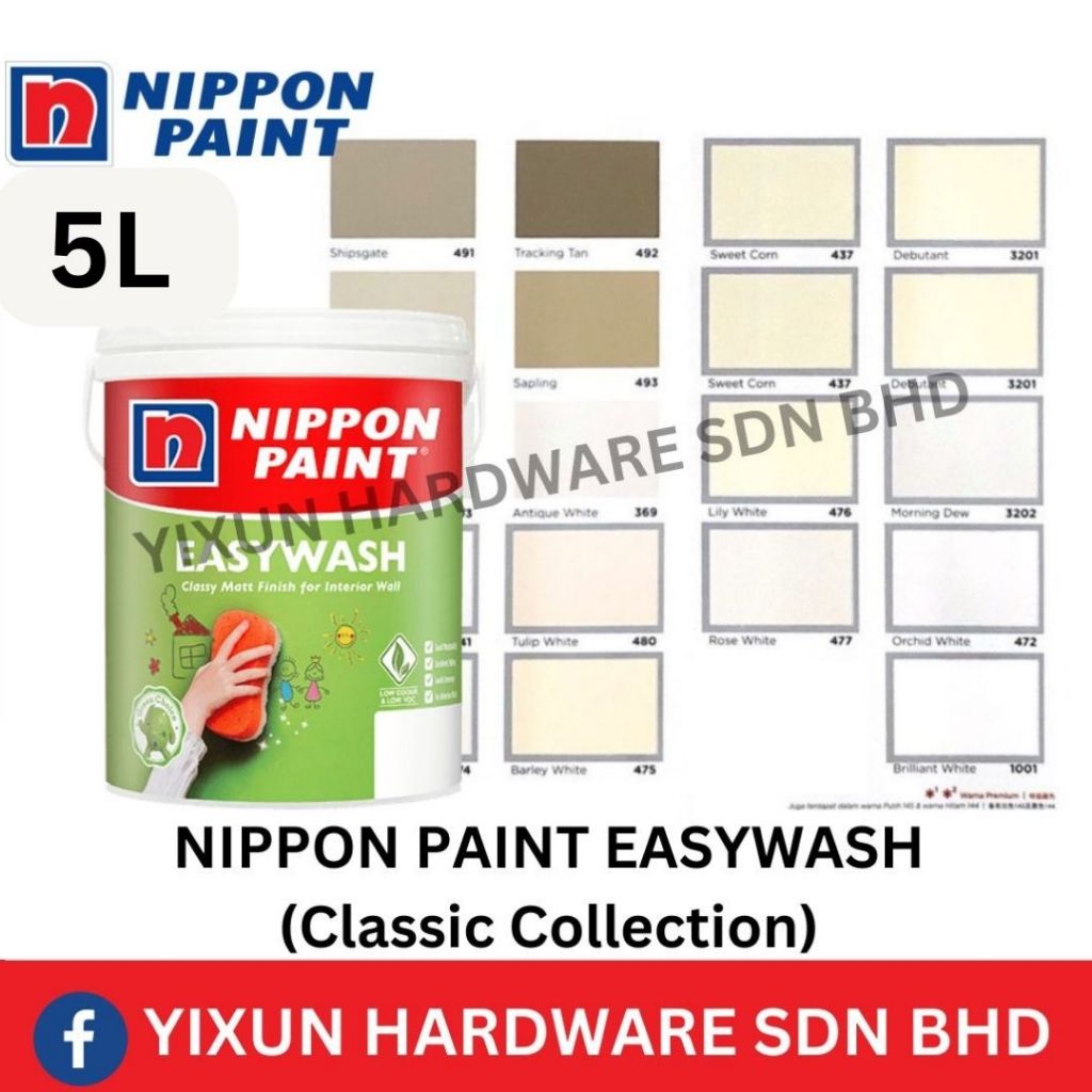 Nippon Paint Easywash Matt Finished Interior Paint 5L Nippon Easy