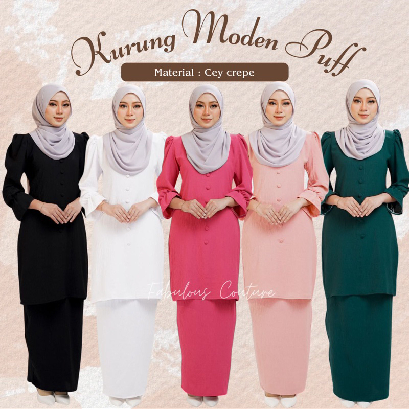 BAJU KURUNG MODEN BUTTON PUFF IRONLESS PLUSSIZE RAYA 2024 Shopee Malaysia