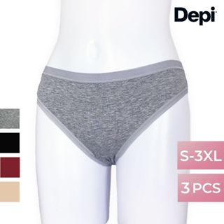 3 Pcs Depi Women Cotton Bikini Panties Mid Waist Underwear Summer S