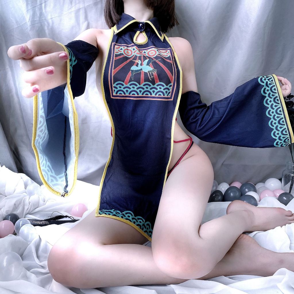 READYSTOCK Sexy Lingerie Cosplay Cute Cheongsam Open Crotch Uniform