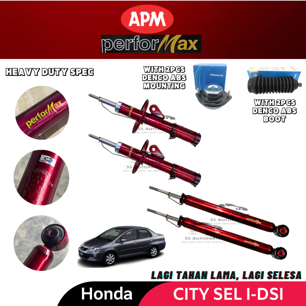 APM Performax Honda City SEL I DSI Front Rear Gas Heavy Duty Absorber