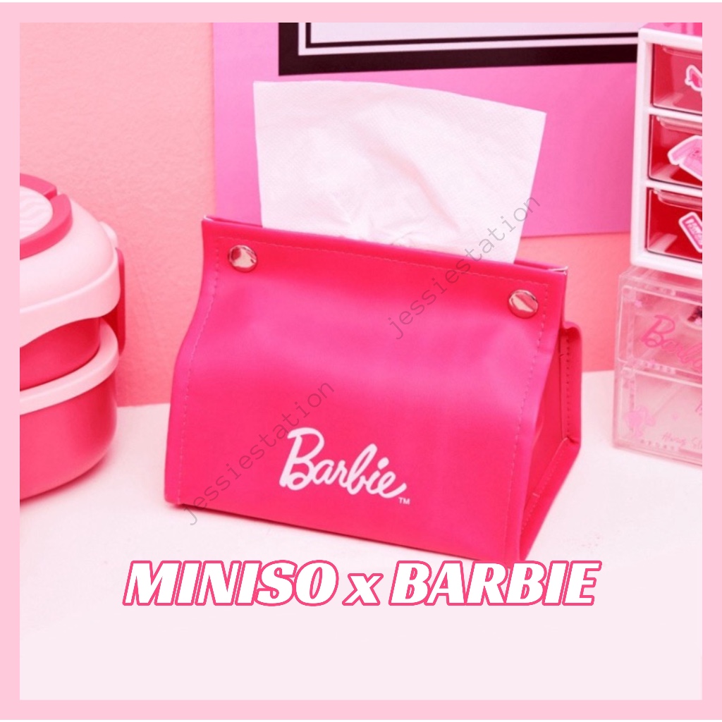 Ready Stock Miniso X Barbie Pvc Paper Tissue Box Napkin Storage Box