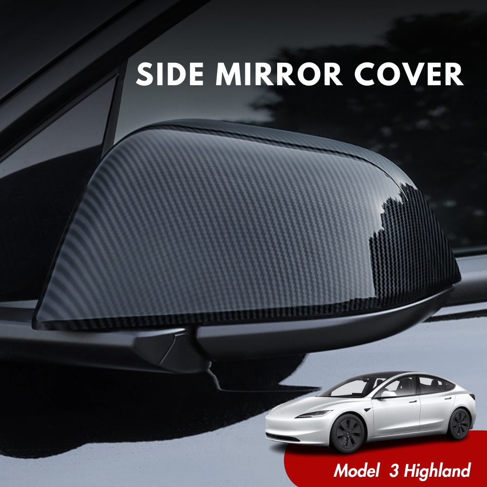 Tesla Model Highland Side Mirror Cover Carbon Fiber Piano Black