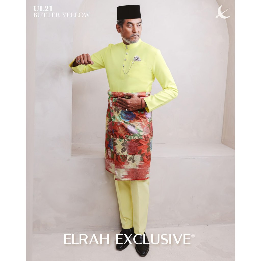 Baju Melayu Butter Yellow N Ultimate Elrah Exclusive Slim Fit