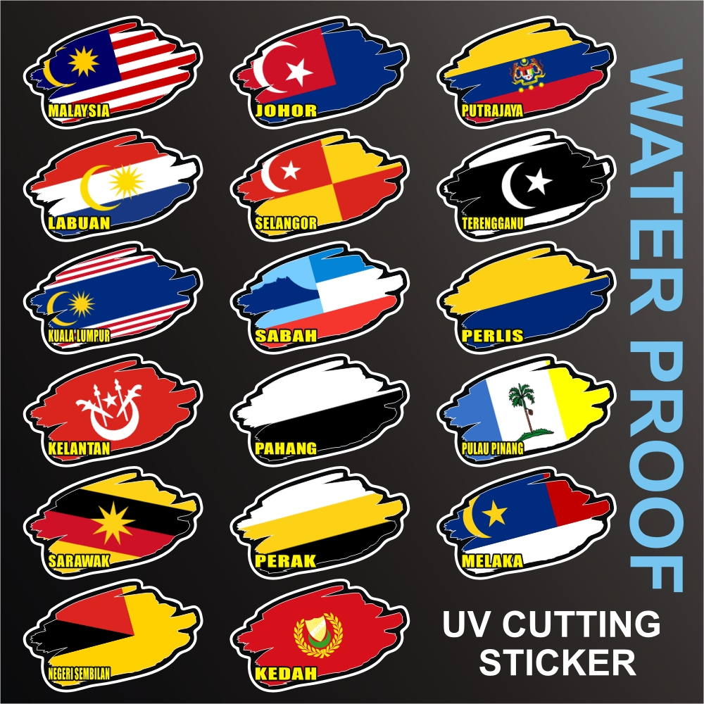 Sa Sticker Uv Cutting Bendera Malaysia Dan Negeri Motosikal Kereta