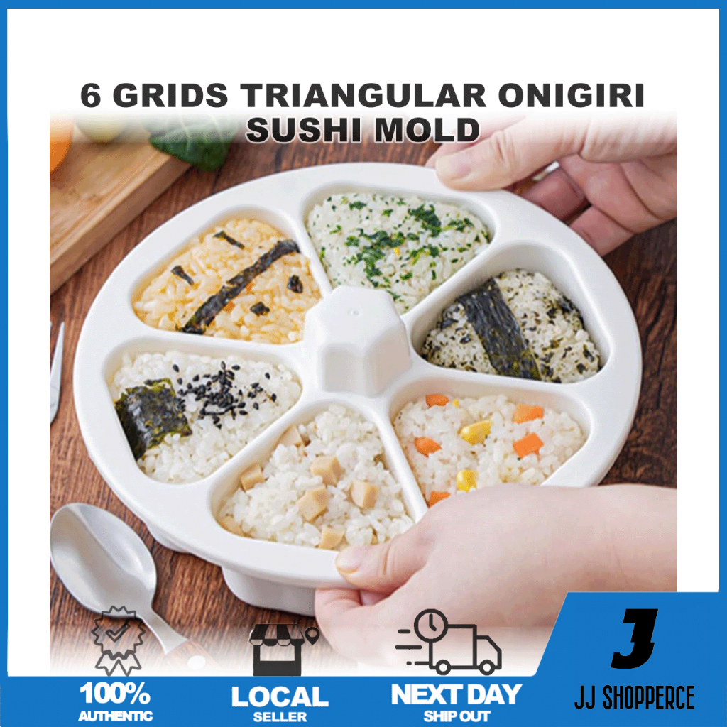 MY 6 Grids Triangular Onigiri Sushi Mold Rice Ball Bento Press Maker