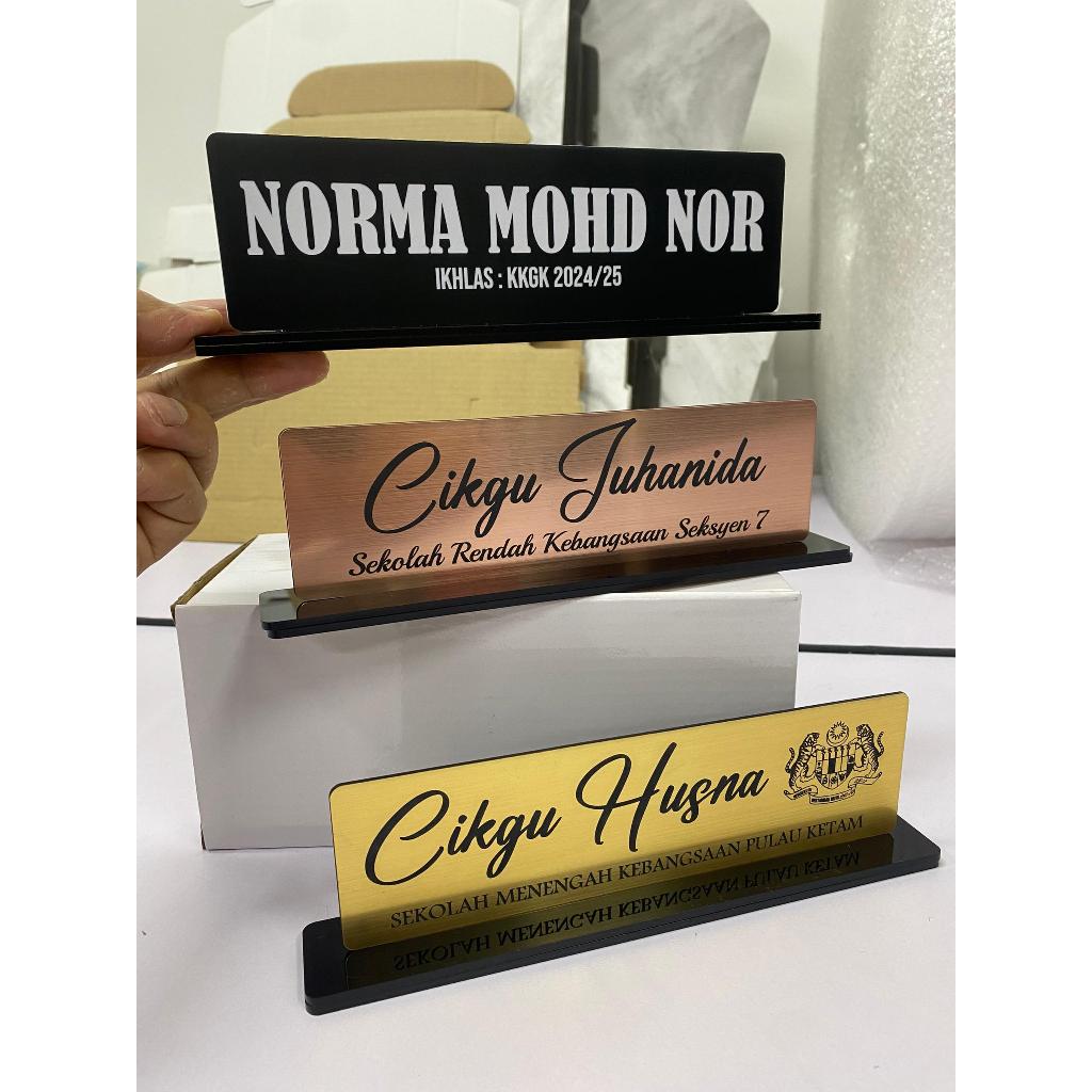 CUSTOM NAME DESK PLATE TANDA NAMA MEJA NAME STAND PLATE TANDA