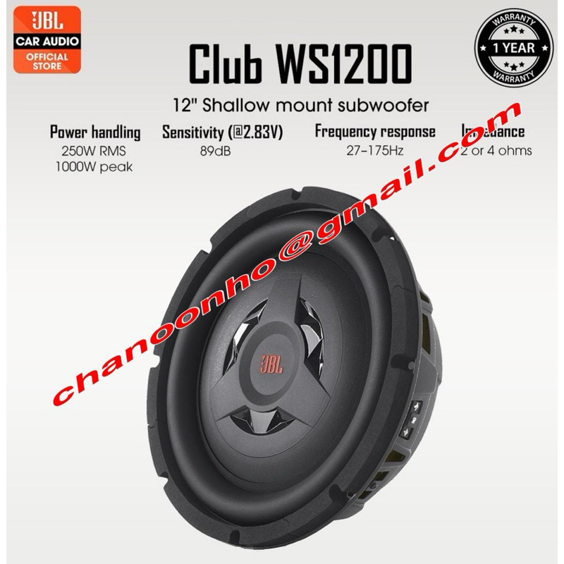 Jbl Club Ws Club Series Shallow Mount Component Subwoofer With