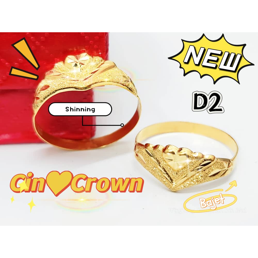 Wing Sing Cincin Love Bajet Diamond Cut Fesyen Emas Gold