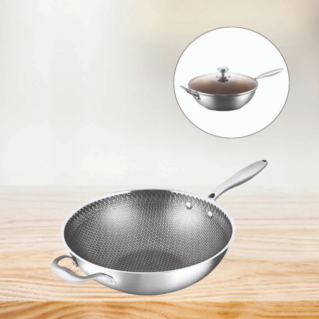 Honeycomb Stainless Steel Non Stick Fry Pan Shopee Malaysia