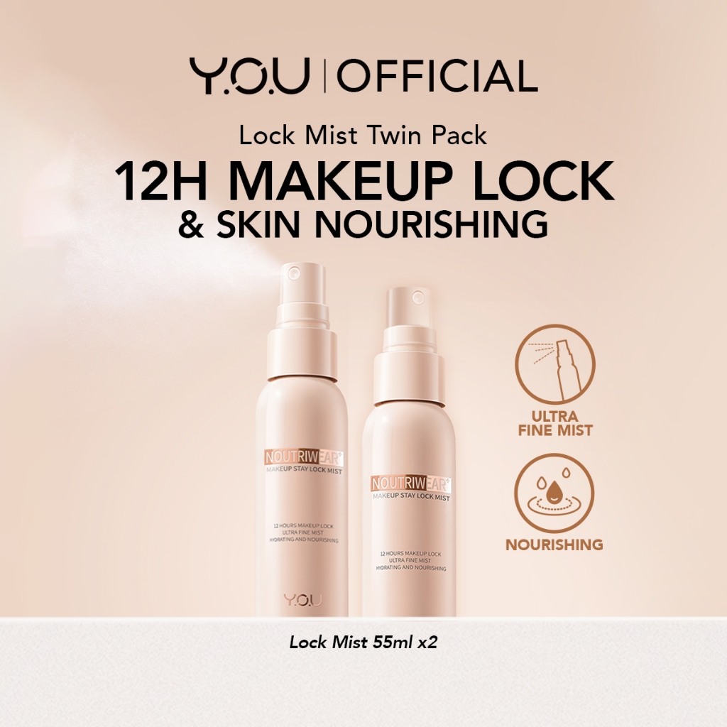 You Noutriwear Makeup Stay Lock Mist Twin Pack Setting Spray Oil