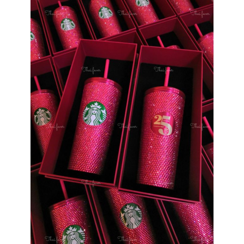 Ready Stock Th Anniversary Royal Pink Rhinestone Cold Cup X