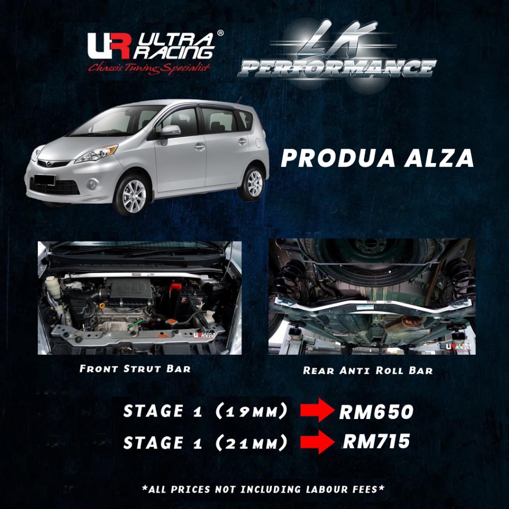 Perodua Alza Stage 1 Ultra Racing Front Strut Bar Rear Anti Roll Bar