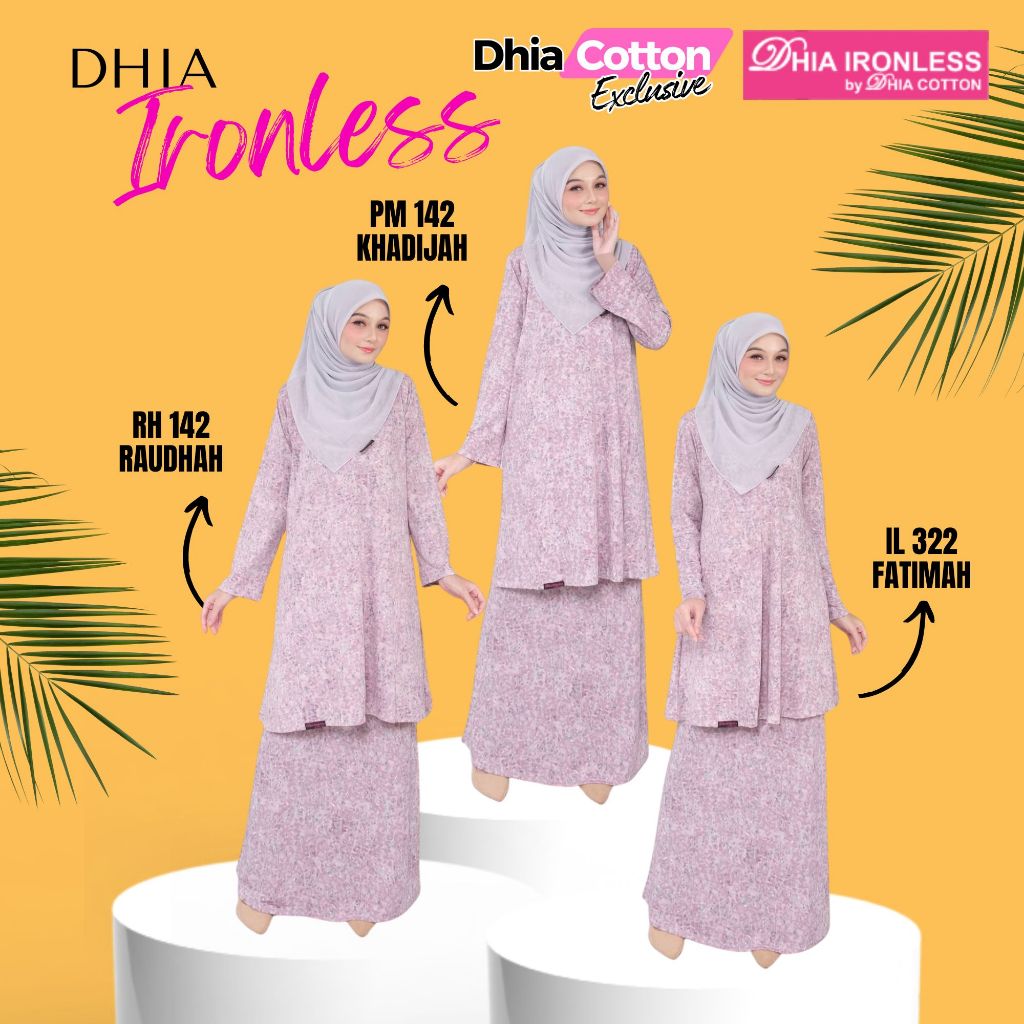 Dhia Cotton Ironless Size Xs Xl Fatimah Khadijah Raudhah