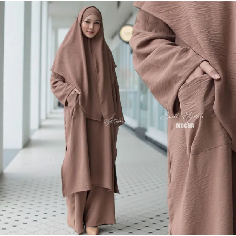 Set Arafah Suit Hijrah Ironless Set Haji Umrah By Hijab Galeria Suit