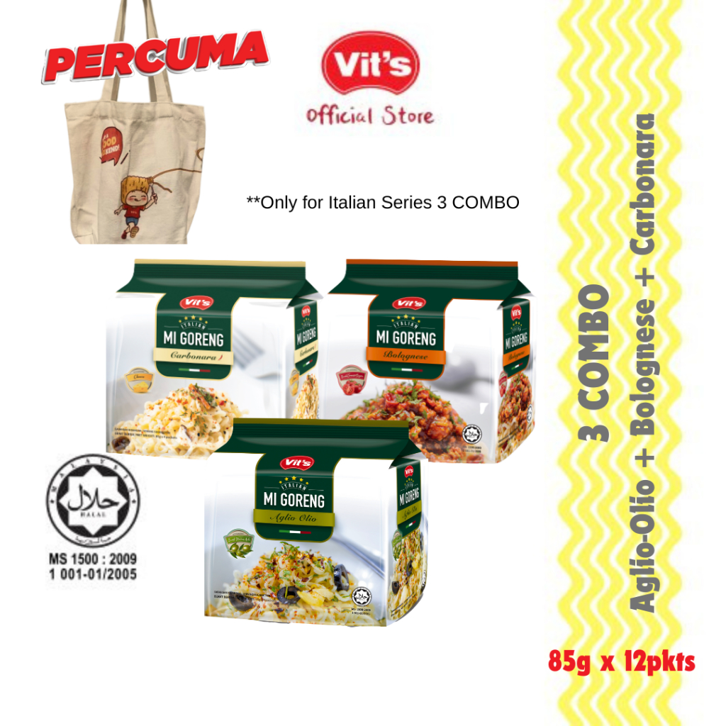 3 COMBO Vit S Italian Mi Goreng 1x Carbonara 1 X Aglio Olio 1x