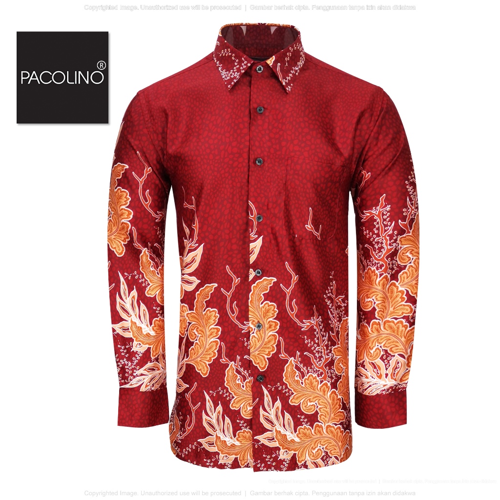 Pacolino Long Sleeve Printed Malaysia Batik Shirt Regular Red Colour