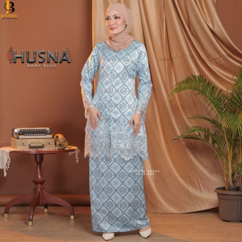 Restock Kebarung Moden Songket Printed Kurung Plussize Kebaya Husna