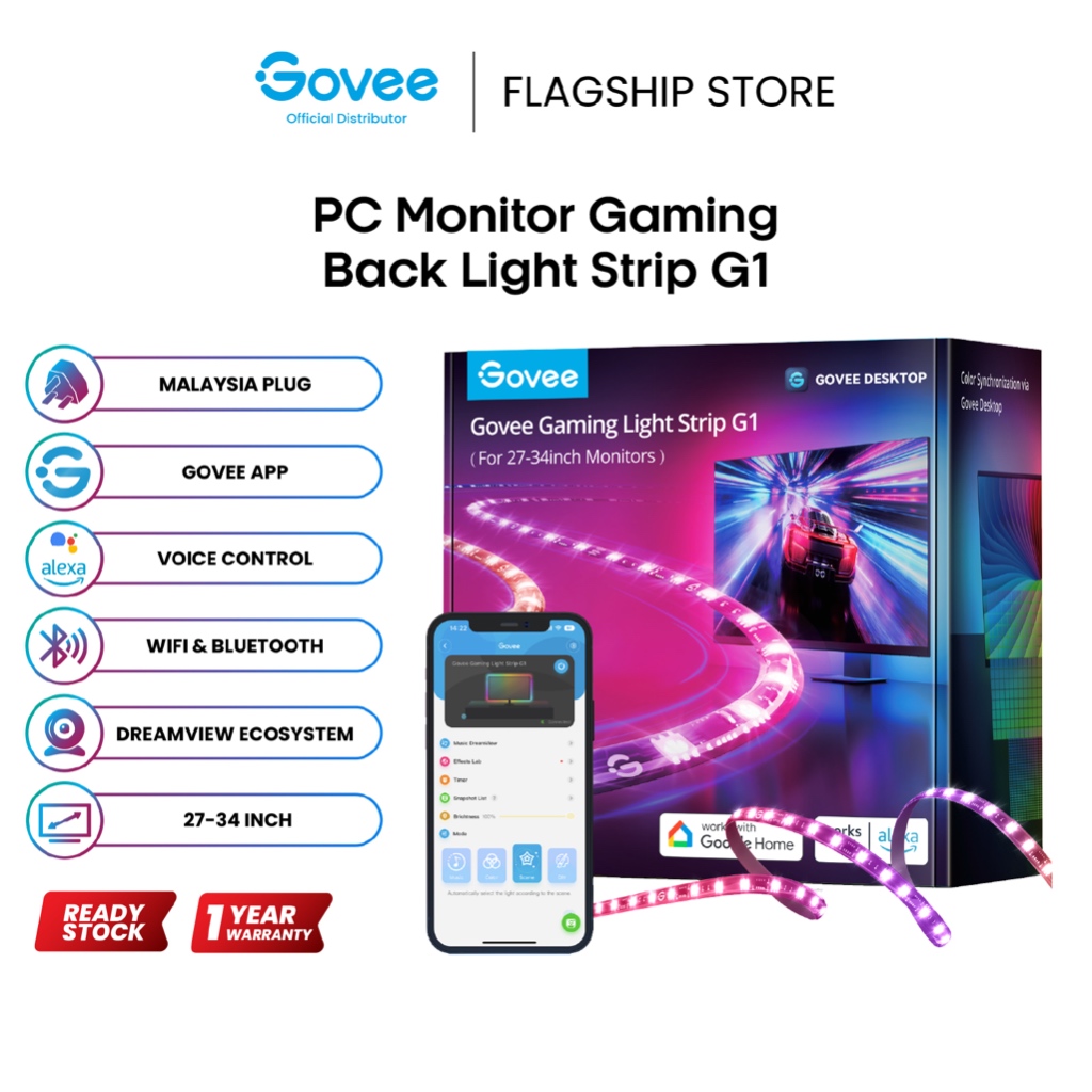 Govee PC Monitor Gaming Backlight Strip G1 Monitor Backlight For 27