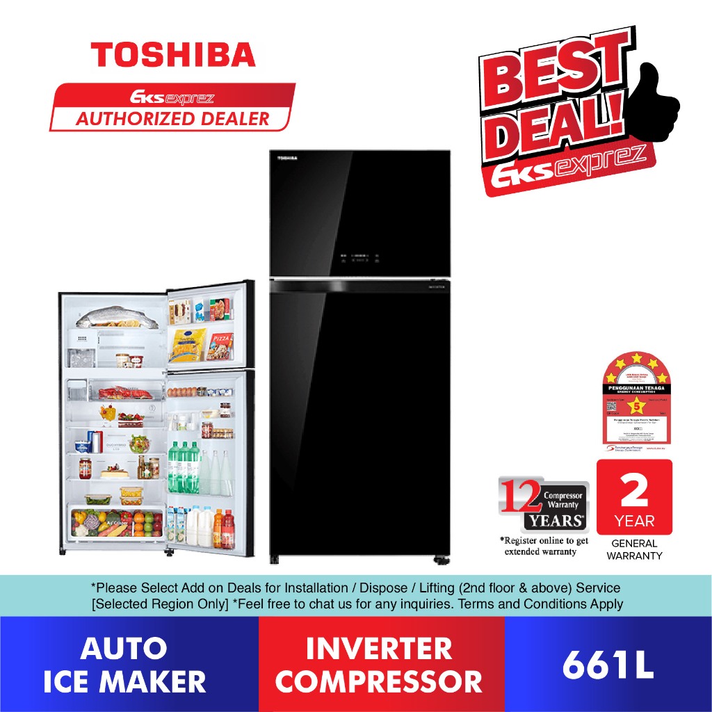 Toshiba 2 Door Inverter Fridge 661L GR AG66MA GG GR AG66MA PGB