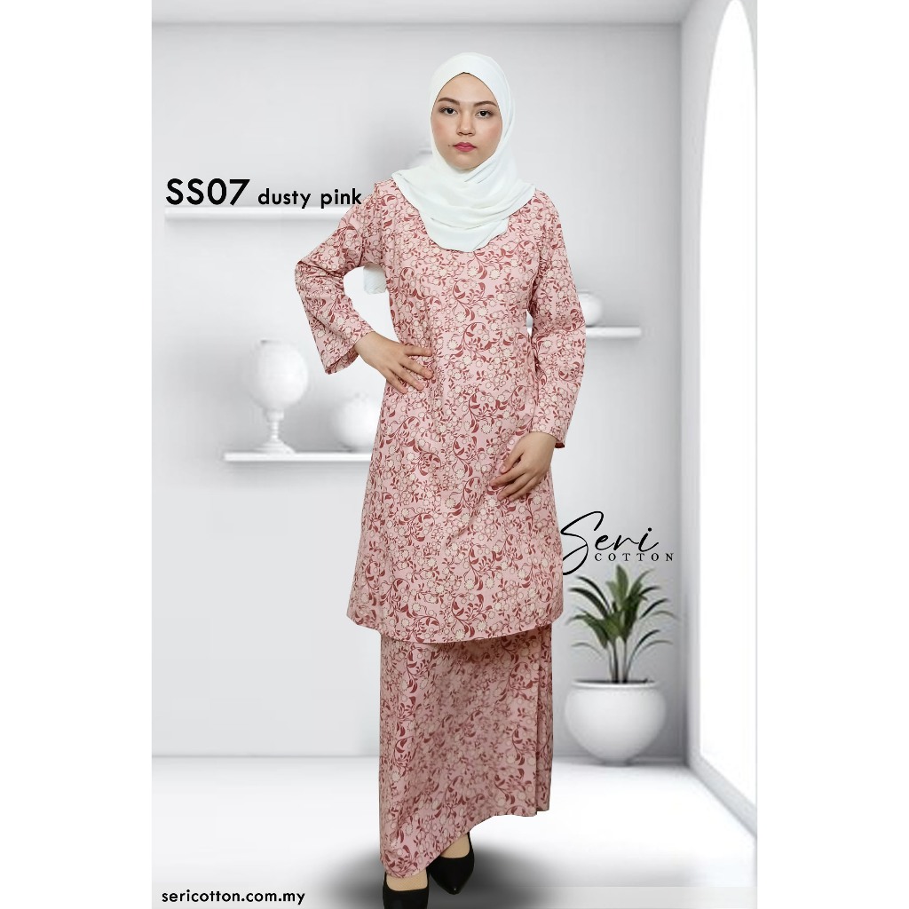 Baju Kurung Pahang Berpesak Seri Seruni English Cotton XS 3XL Plus Size