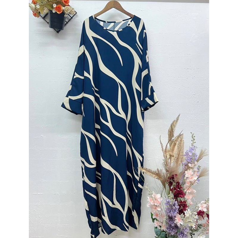 Kaftan Poket Kiri Kanan Muslimah Plussize Flowylong Dress Viral Murah