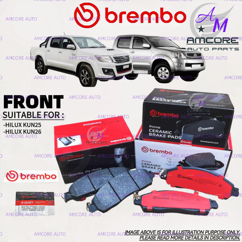 TOYOTA HILUX VIGO KUN25 KUN26 BREMBO BRAKE PADS CERAMIC NAO BRAKE