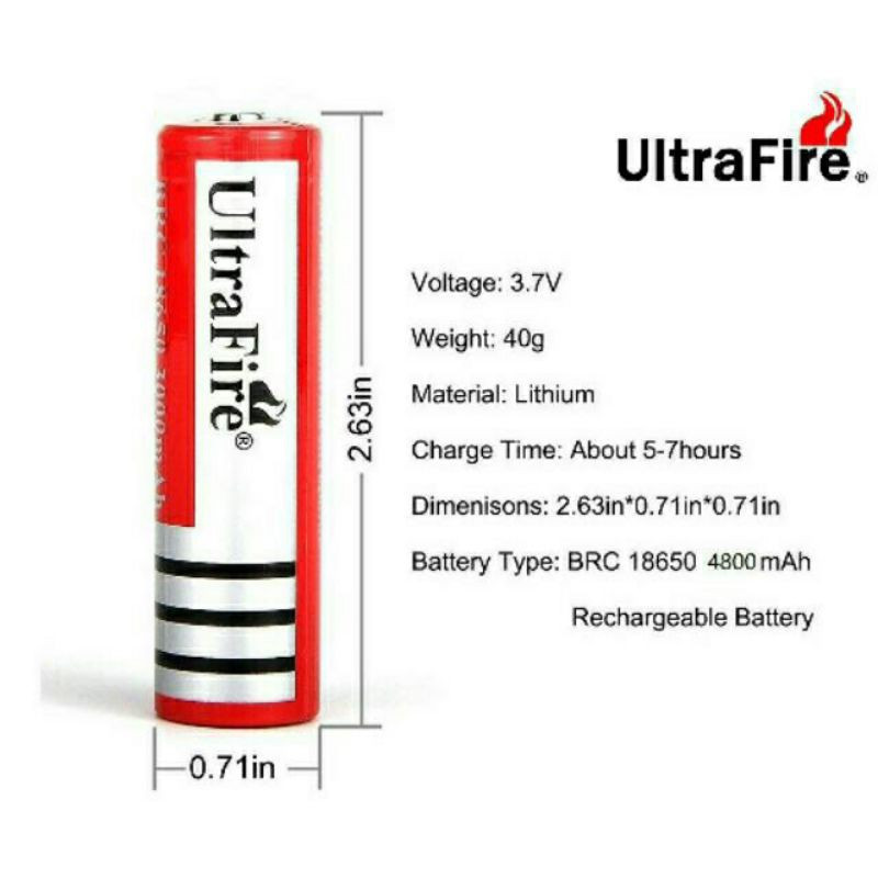 ULTRAFIRE 18650 3 7v Bateri Boleh Cas Semula Rechargeable Battery