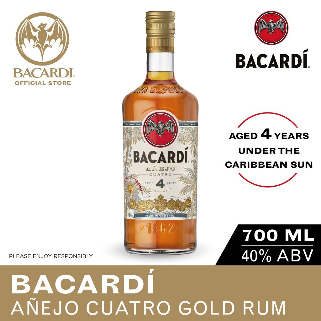 Bacardi Anejo Cuatro Aged Gold Rum Ml Cl Abv Aged Four