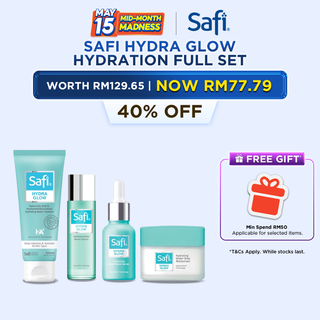 SAFI Hydra Glow Hydration Full Set Cleanser Essence Serum