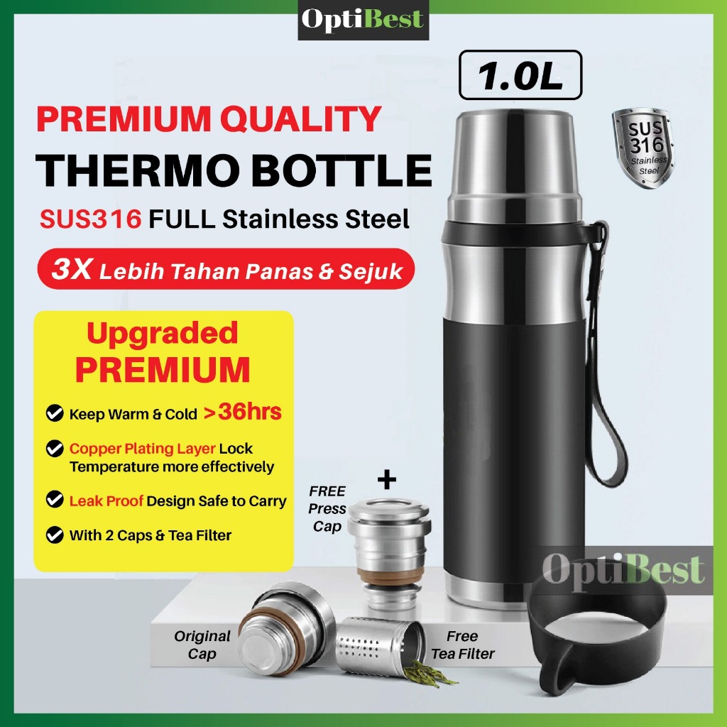 OPTIBEST 316 Stainless Steel Thermos Flask 750ml 1000ml Termos Flask