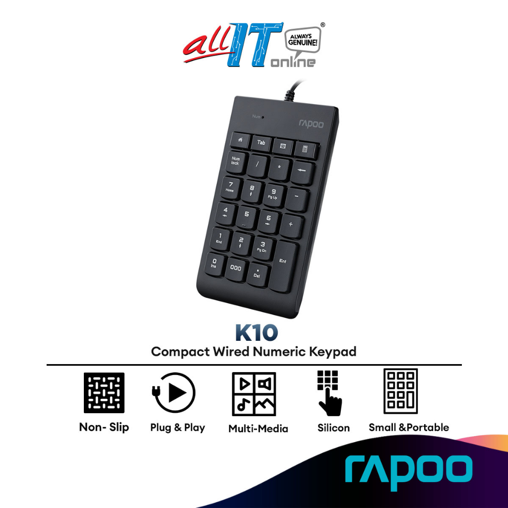 Rapoo K Compact Wired Numeric Keypad Number Pad Num Pad Keys